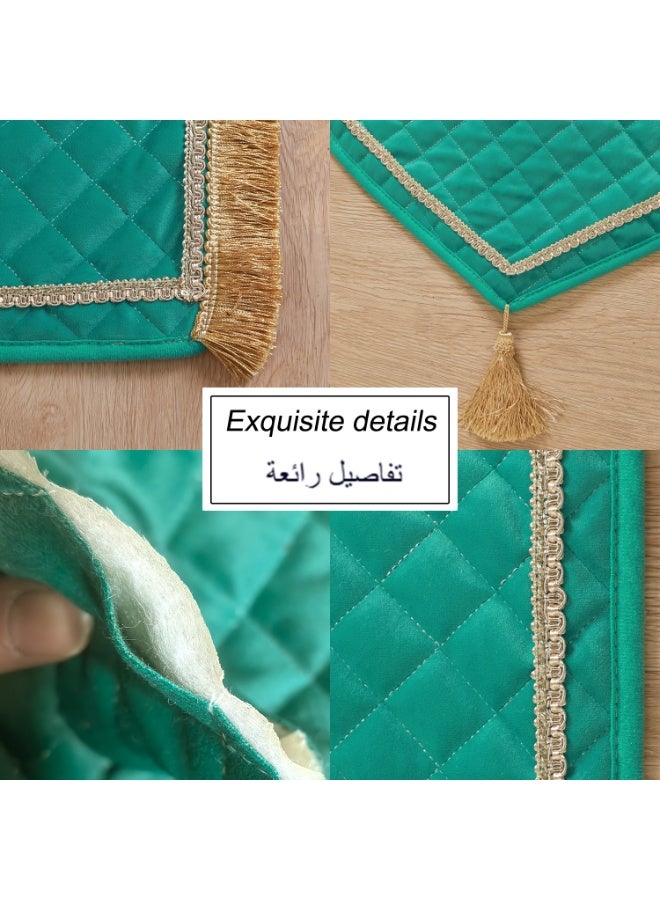 Velvet Muslim Prayer Mat Thick Soft, Soft Prayer Rug,Prayer Rug with Tassels, Foldable Flannel Prayer Rug for Men & Women, Prayer Mats for Ramadans Eid, Daily Salah, Green - Image 5